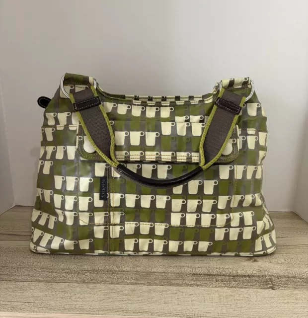 Orla Kiely Coated Canvas Handbag Green Medium