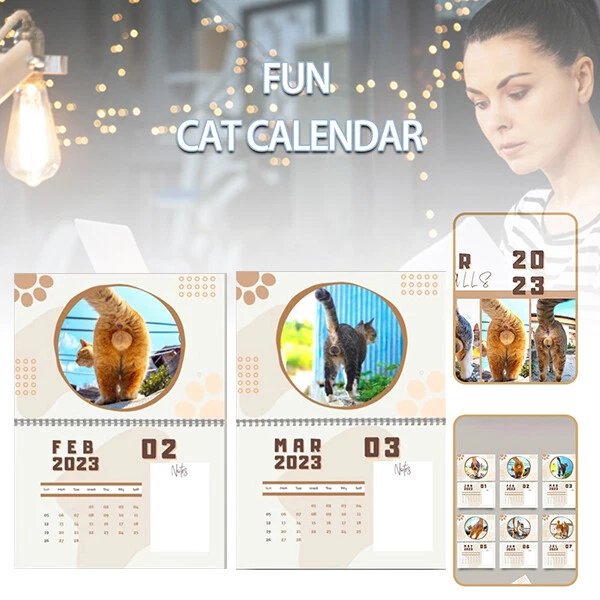 Gag Gift Cat Buttholes Calendar 2023 Funny Cat Balls Calendar for Friends A