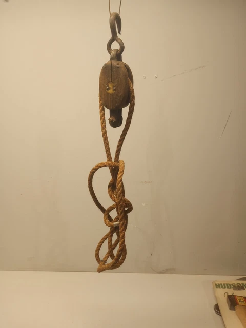 Old Vintage small Barn Pulley : Wood / Metal rustic antique