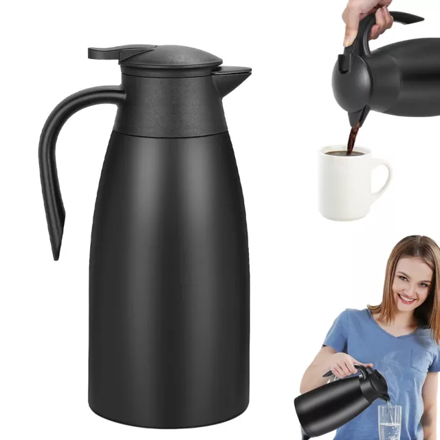 UK Large Thermos Flask Bottle Vacuum Flask Jug Keeps Hot Cold Tea Coffee Soup 2L