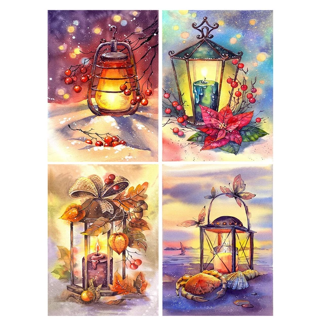 Pintura al óleo pintada a mano por números hágalo usted mismo lámpara vela dibujo decoración de pared regalo