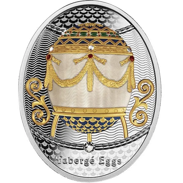 Cradle Garlands Faberge Eggs 1/2 oz Proof Silver Coin 1$ Niue 2023