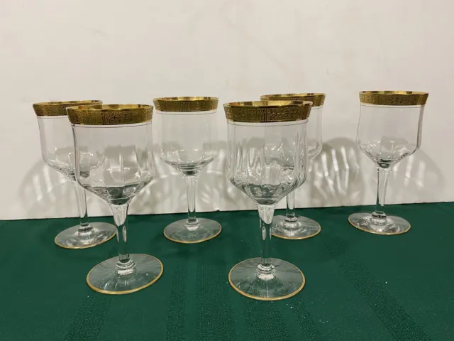 6 Tiffin Franciscan Crystal Wine Glasses Minton 71/4"