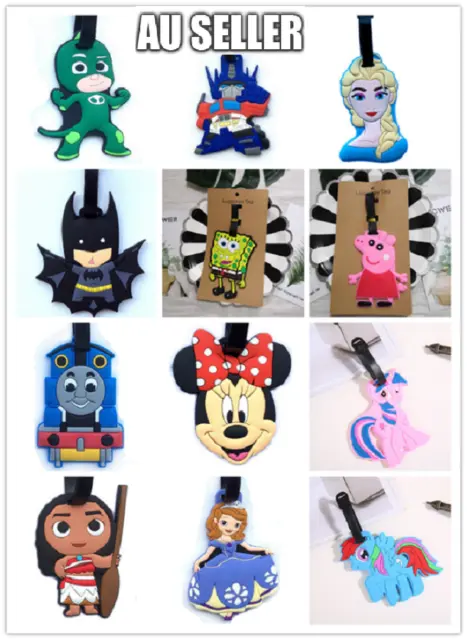 Boy/Girl Cartoon Silicone Travel School Bag Tag Name Luggage ID Suitcase Label