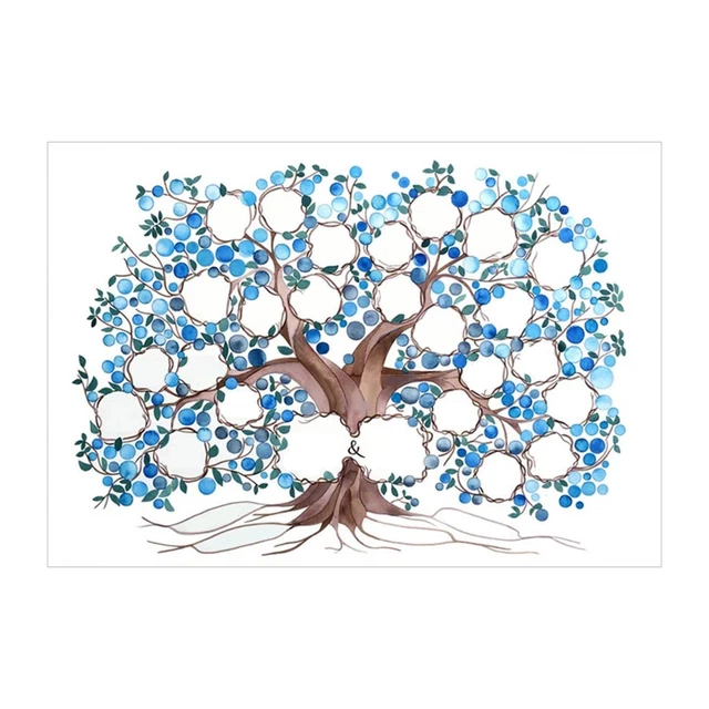 FAMILY TREE DIAGRAM Genealogy Blank Fillable Chart Wall Hanging Decor ...