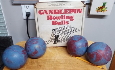 set of 4 candlepin bowling balls