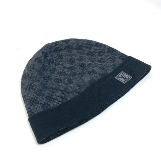 Louis Vuitton Burgundy and Grey Wool Bonnet Petit Damier Beanie Hat For  Sale at 1stDibs