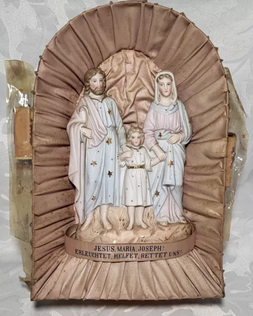 Holy Family German Religious Figurative Relief Picture Porcelain Roman Catholic