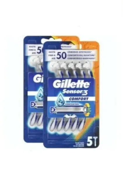 Paquete de 2 x 5 maquinilla de afeitar desechable para hombre Gillette Sensor3 Comfort - Envío gratuito.