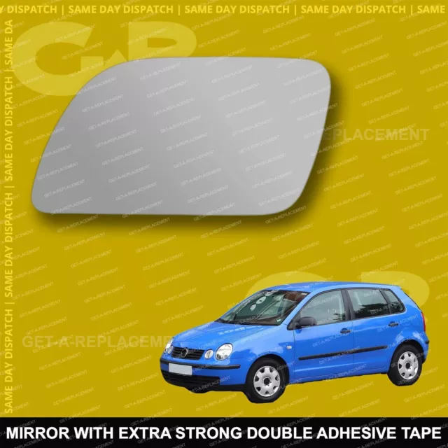 For VW Polo wing mirror glass 02-05 Left Passenger side Spherical