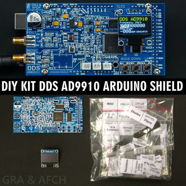 DIY KIT DDS AD9910 Arduino Shield RF Signal Generator AM FM Low Spurs