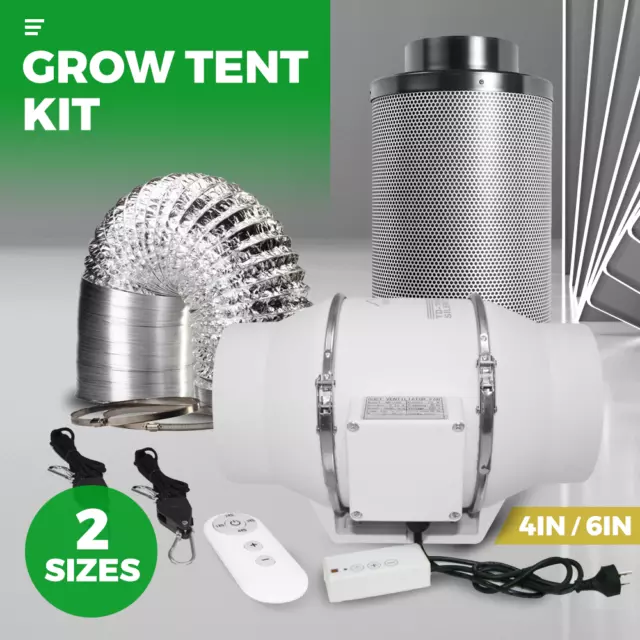 4" 6" Grow Tent Inline Duct Fan Kit Ventilation Carbon Filter w/Speed Controller