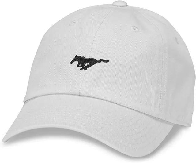 American Needle Ford Mustang Micro Slouch Hat Pony Icon Dad Cap White OSFA New