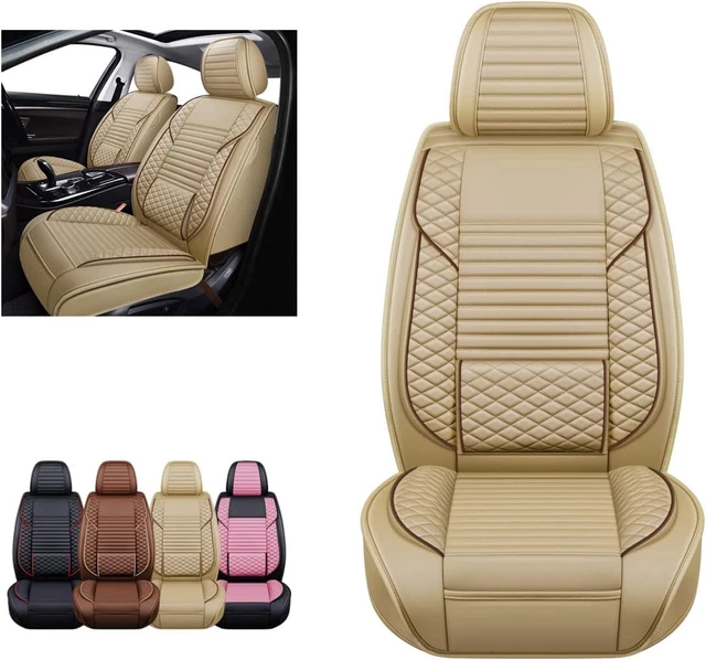 OASIS AUTO Car Seat Covers Accessories 2 Piece Front Premium Nappa Leather Cushi