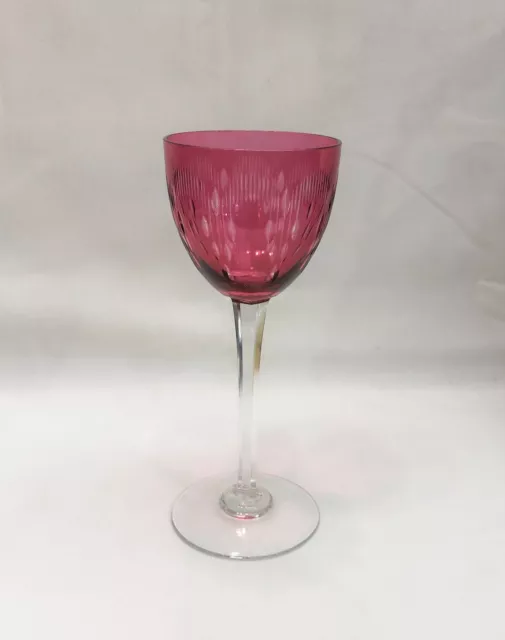 Verre à vin du Rhin en cristal doublé rouge BACCARAT modèle MOLIERE roemer 19 cm