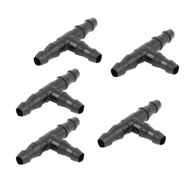 Fish Tank Plastic 3 Way Tee Adapters Aquarium Air Tubing Connectors Black 5 Pcs