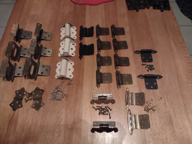 Big Lot of Vintage Hinges, Spring Hinges , Flat and Offset Hinges, Hardware