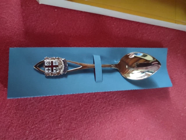 Petite Cuillère à Café Souvenir Carcassonne, Blason Gravé, Métal Argenté, Avec Boîte