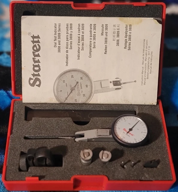 STARRETT DIAL TEST Indicator With Dovetail Mount, 2 Attachments, Manual