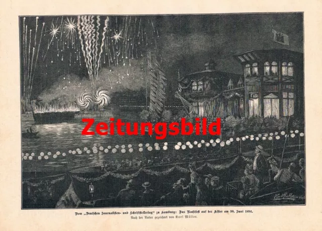 d 2140 - Karl Müller Hamburg Nachtfest Schriftstellertag Druck 1894 !!