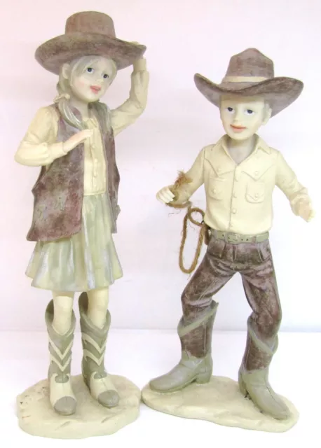 COWBOY & COWGIRL FIGURINE WMG 2003-TALL WESTERN COLLECTIBLE 13”x4”x3 Each