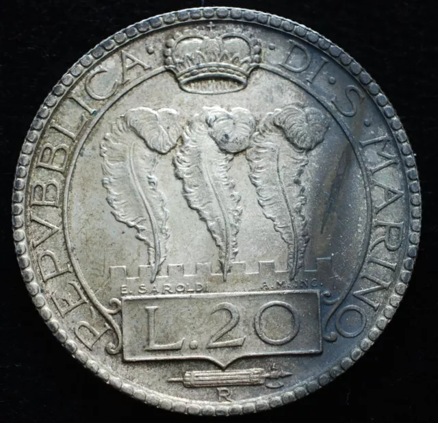 1932 San Marino 20 Liras Qfdc