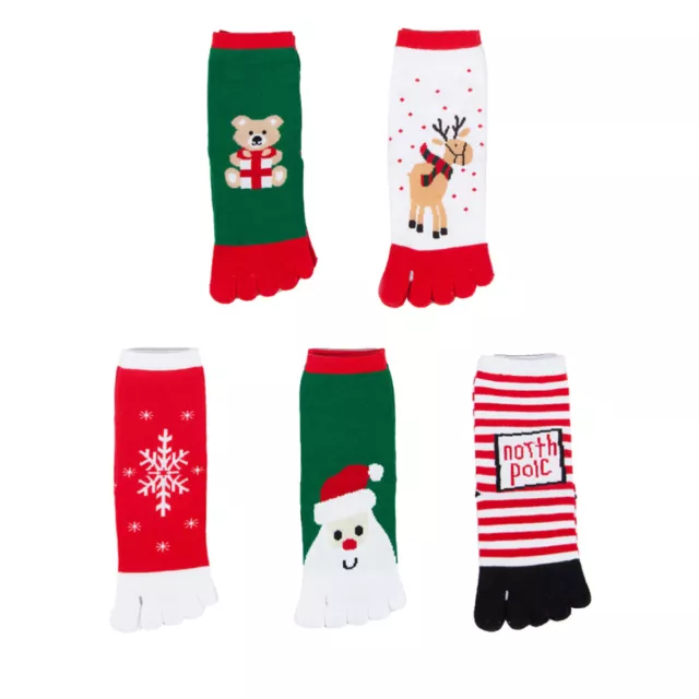 5 PAIRS/PACK CHRISTMAS Toe Separator Socks Stretchy Crew Cartoon ...
