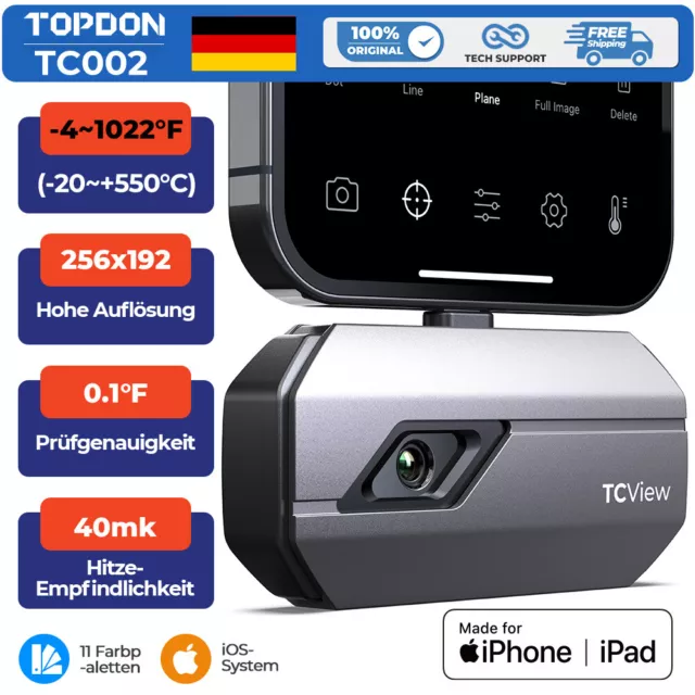 Topdon TC002 fotocamera termica termografia termometro IR 40 mK IOS iphone ipad