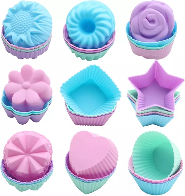 36 Moldes De Silicona Para Reposteria Muffins Cupcakes Magdalenas Tazas Hornear