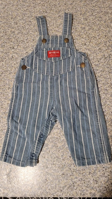 Vintage OshKosh B'gosh 3/6 Months Beach Dog Striped Overalls