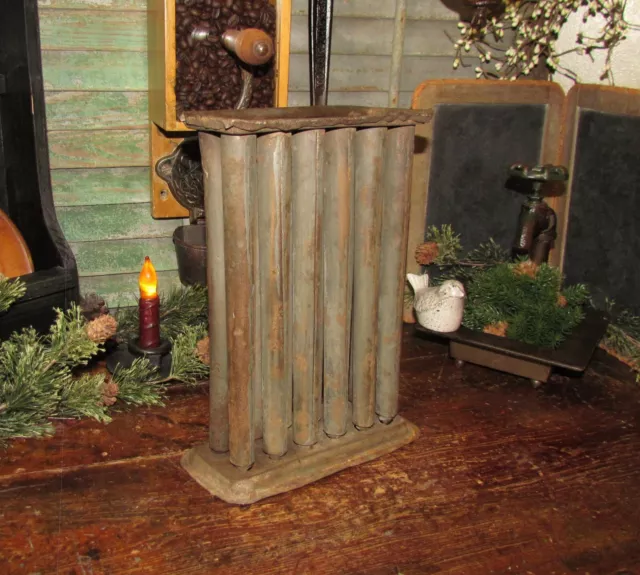 Early 20th Century Primitive Antique Vtg 12 Tube Tapered Candle Stick Tin Mold