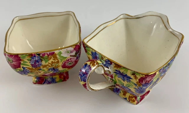 Vintage Royal Winton Grimwades ROYALTY Chintz Open Sugar & Creamer Set 2