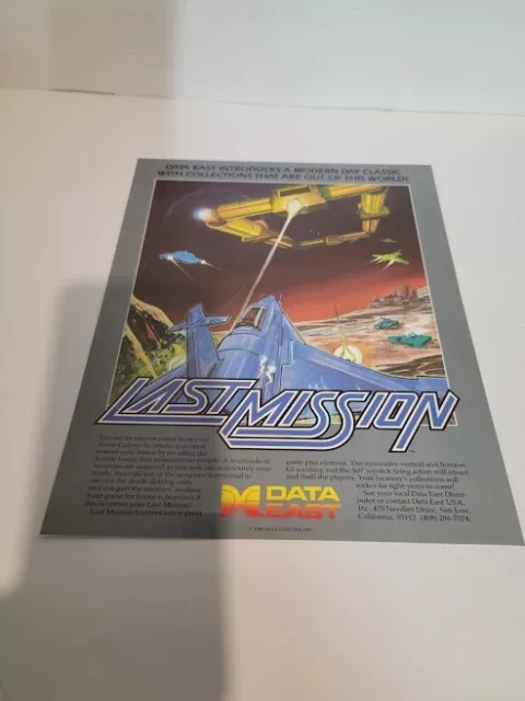 Flyer  DATA EAST,LAST MISSION Arcade Video Game advertisement original see pic