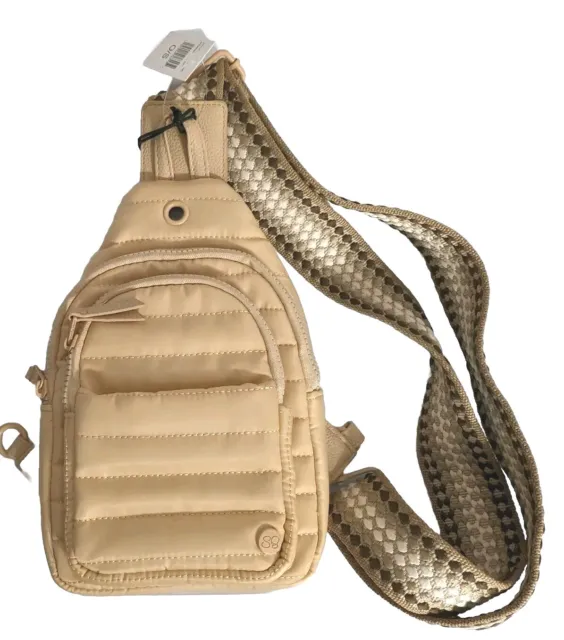 Samantha Brown To-Go Hands-Free Quilted Sling Bag-Buff (Beige)-NWT