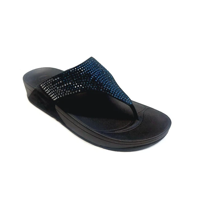 Fit Flop Flare Supernavy Slip On Toe Post Suede Sandals Womens Size 10 Shoes