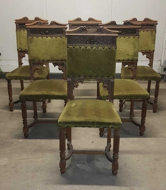 Fabulosas Seis Sillas Estilo Renacimiento Principios 900 Con Dragón