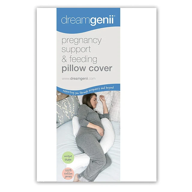 DreamGenii Pregnancy Support & Feeding Pillow White 100% Cotton Cover Jersey New