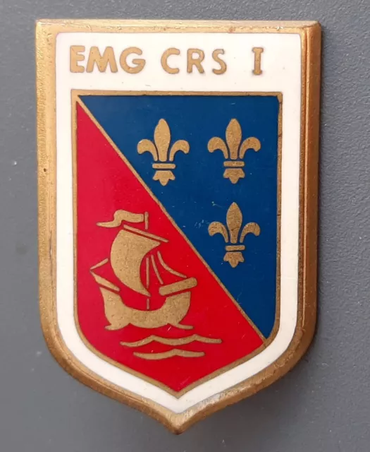 Insigne Badge POLICE Obsolète EMG CRS I 1 ETAT MAJOR ORIGINAL DRAGO vintage