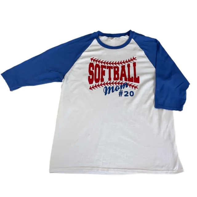 Gildan Softball Mom Baseball Tee T shirt #20 Size XL Top White