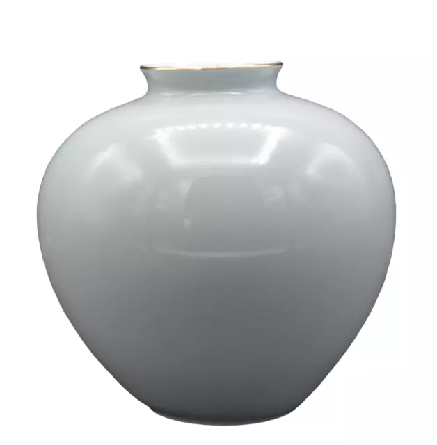 Metzler & Ortloff Kunstporzellan Kugel Vase licht grau 16cm Ø  16cm h