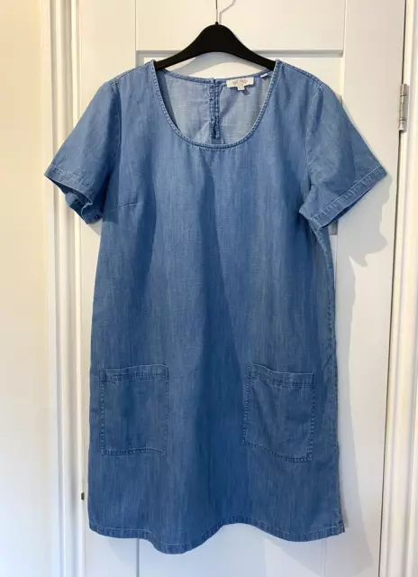 Fat Face Blue Chambray Lightweight Denim Tunic Dress with Pockets Size UK 16