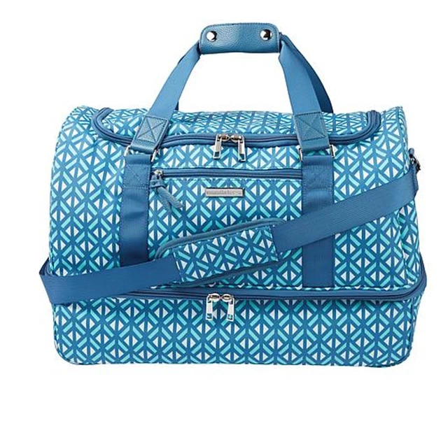Samantha Brown Luggage To-Go Zipper Compartment Weekender - Blues- Seaside