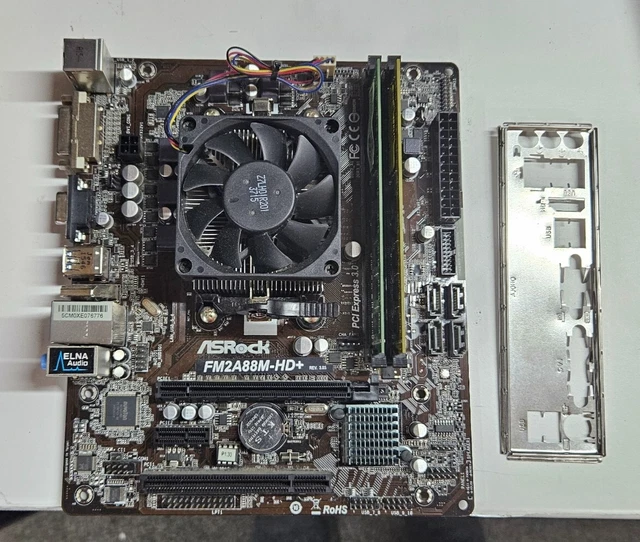 ASROCK FM2A88M-HD+MOTHERBOARD BUNDLE AMD A8 7600 3.1GHz CPU 8GB RAM ...