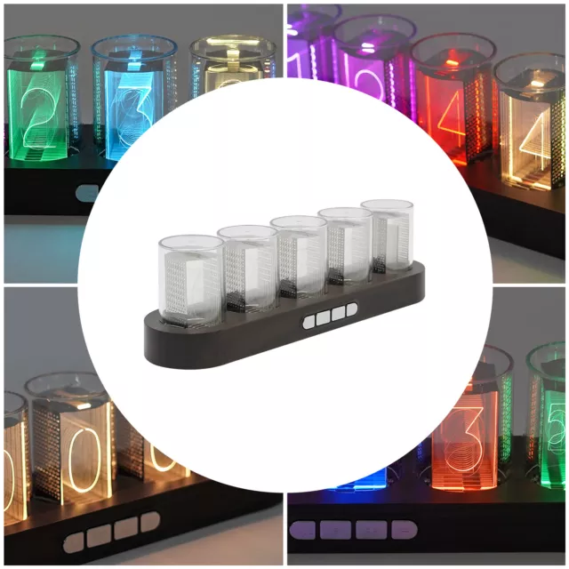 RGB Nixie Tube Clock LED Desk Clock USB Powered Color Changing Clock Decor