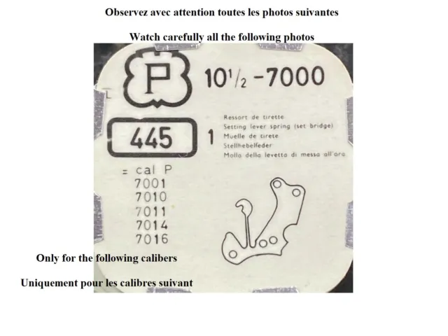 PESEUX RESSORT DE TIRETTE Cal 7000 7001 7010 7011  SETTING LEVER SPRING Part 445