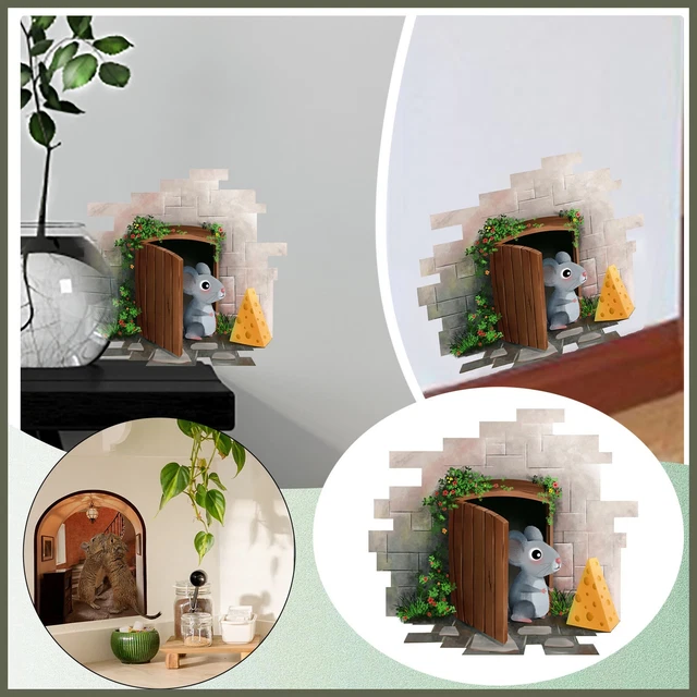 Mouse Hole Wall Stickers No Cats Cartoon Cute Mice Small Wall Decoration
