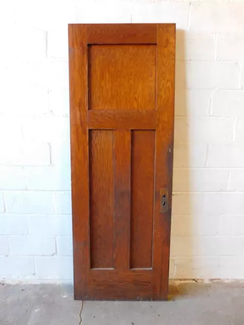 1900's Antique INTERIOR DOOR Three Panel CRAFTSMAN / MISSION Style Oak ORNATE