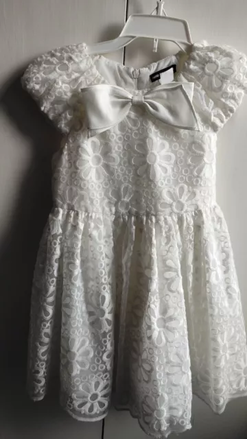 Designer David Charles Girls Dress 5 Years 110cm White Party Wedding  Floral VGC