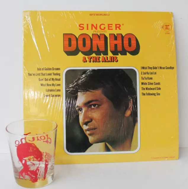 Vintage Don Ho & The Aliis LP 1968 and Don Ho Polynesian Palace Drink Glass