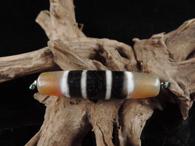 Ancient  Banded Tibetan Old Agate Dzi Bead Amulet For Pendant Tibet Gzi Beads E5